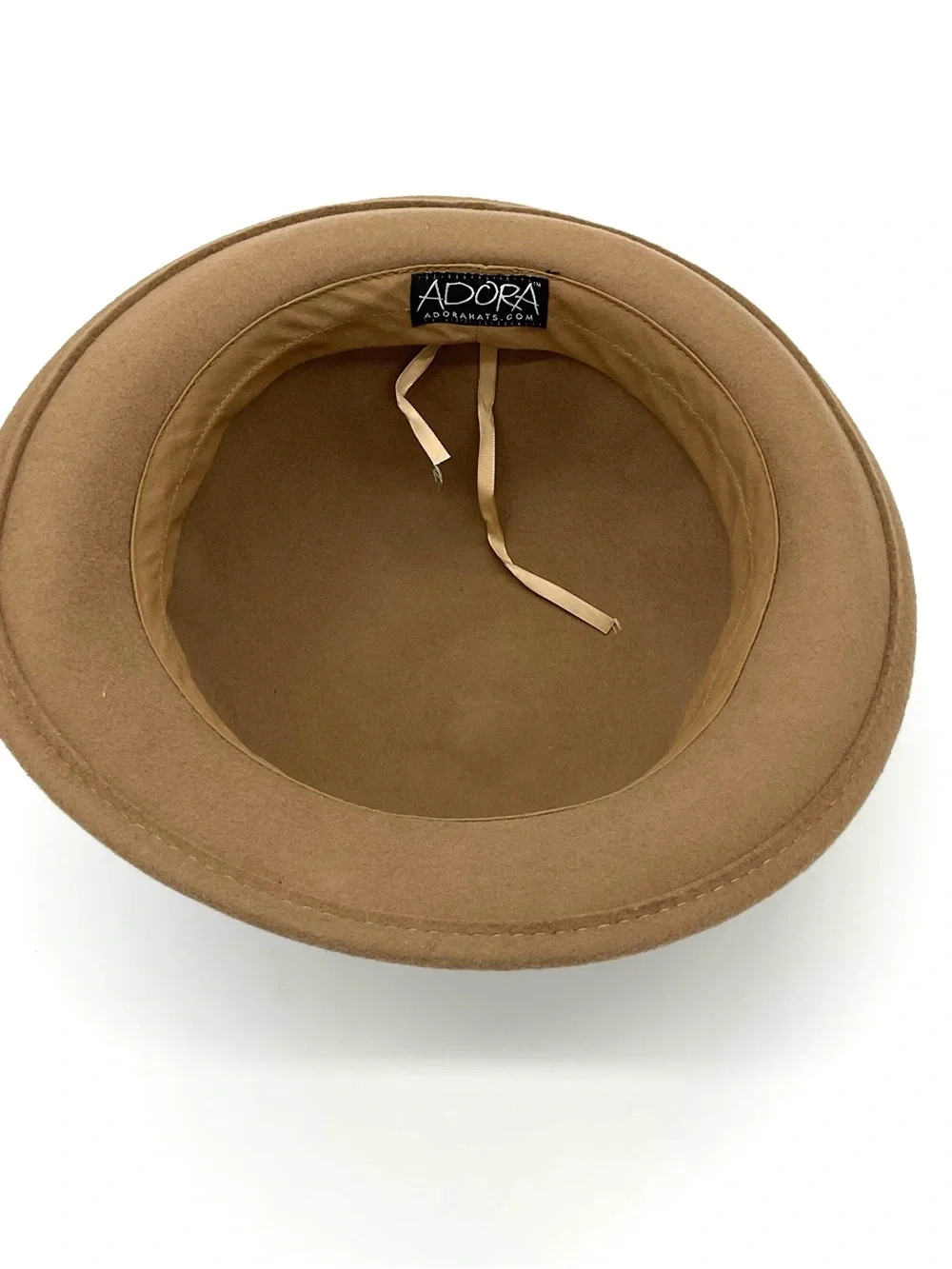 Adora Classic Bow Trim Wool Cloche Hat in Camel and Cream